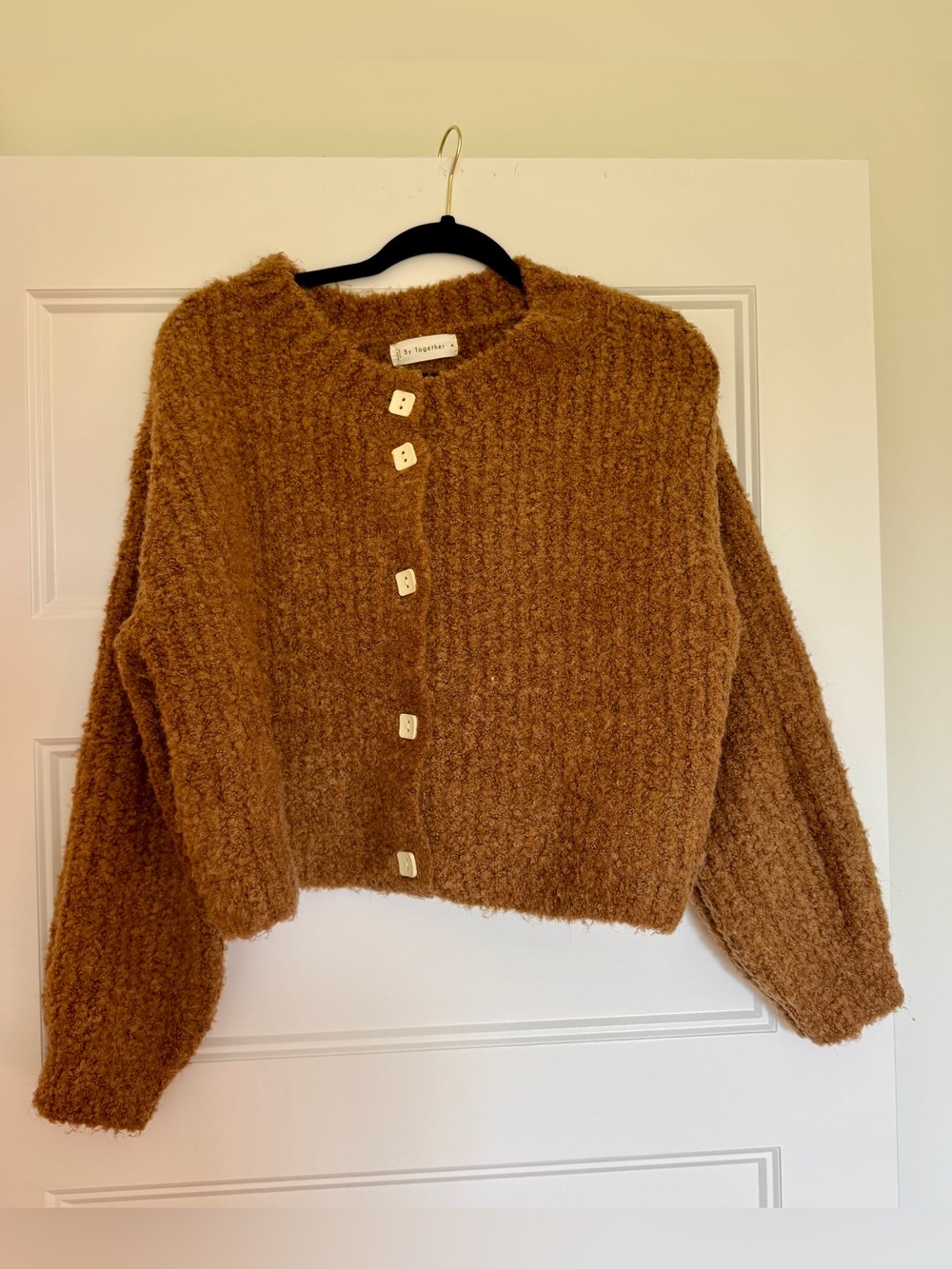 By Together Women’s Cozy Dark Mustard Textured Earthen Cardigan - Size Medium